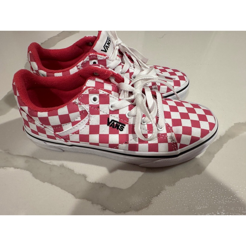 Vans Ward‎ Pink White Checkerboard Canvas Low Top Sneakers Shoes US Missy 2.0